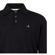 Vivienne Westwood Mark Long Sleeve Black Wool Polo Shirt