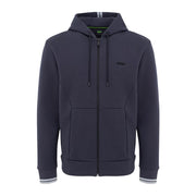BOSS Cotton Blend Stripe Navy Zip-Up Hoodie