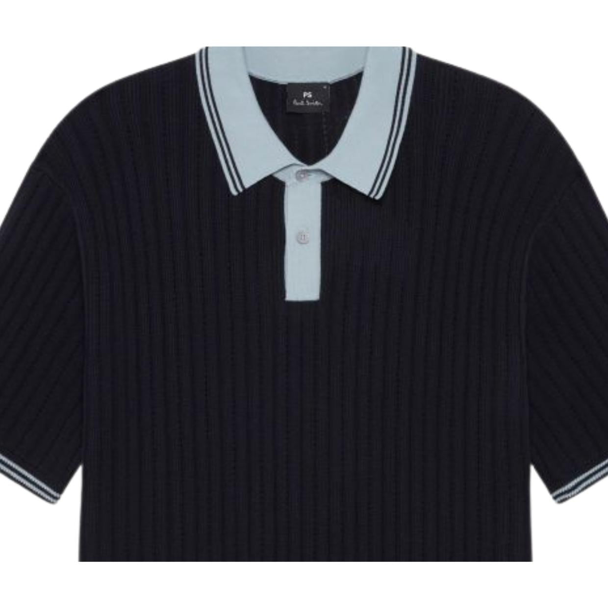 Paul Smith Regular Fit Short Sleeve Blue Sweater Polo Shirt