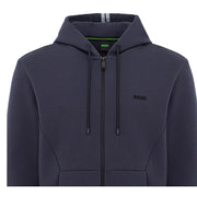 BOSS Cotton Blend Stripe Navy Zip-Up Hoodie
