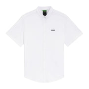 BOSS Motion Regular Fit Cotton Jersey Light White Short Sleeve Shirt