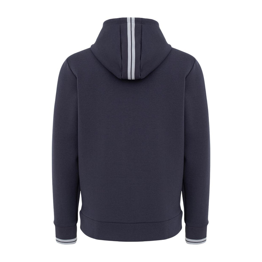 BOSS Cotton Blend Stripe Navy Zip-Up Hoodie