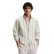 BOSS Regular Fit Linen Grey Stripes Shirt