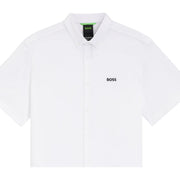 BOSS Motion Regular Fit Cotton Jersey Light White Short Sleeve Shirt