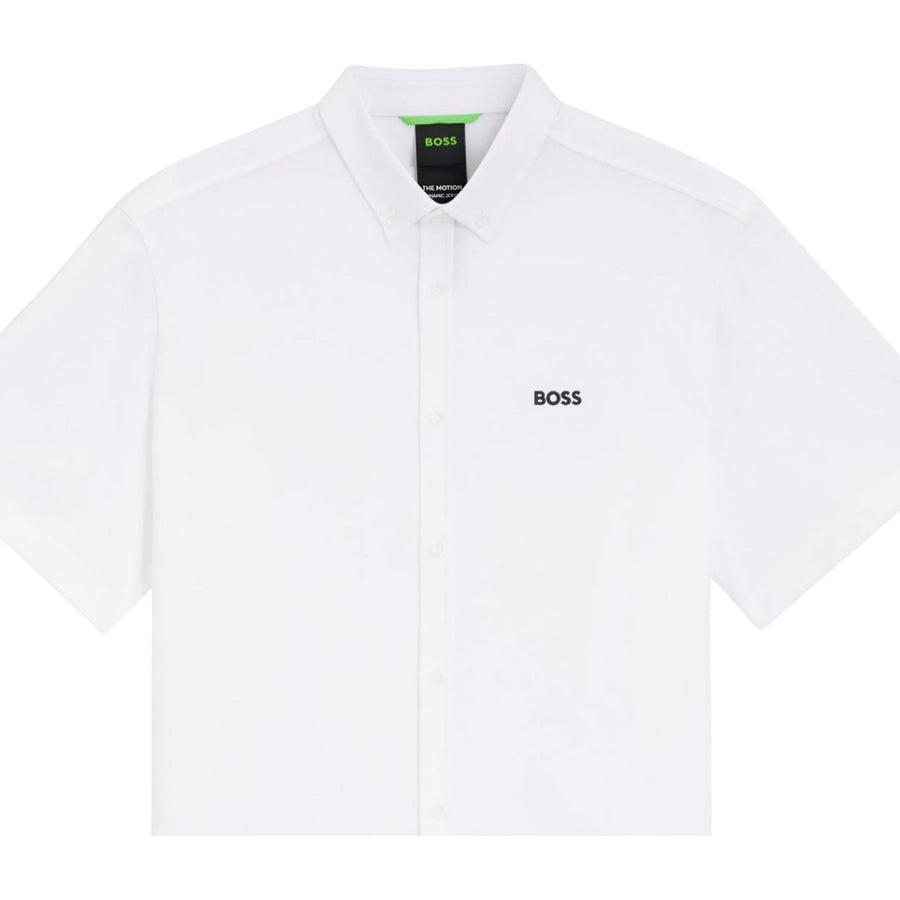 BOSS Motion Regular Fit Cotton Jersey Light White Short Sleeve Shirt