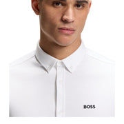 BOSS Motion Regular Fit Cotton Jersey Light White Short Sleeve Shirt