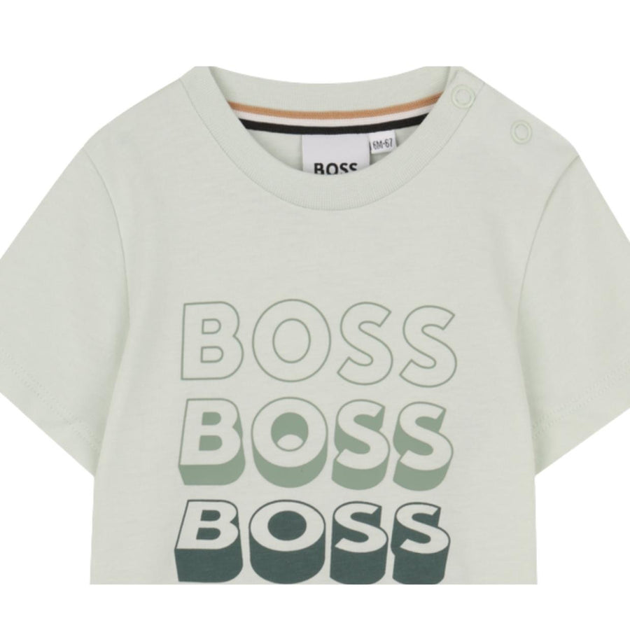 BOSS Baby Contrast Repeat Logo Sprout Green T-Shirt