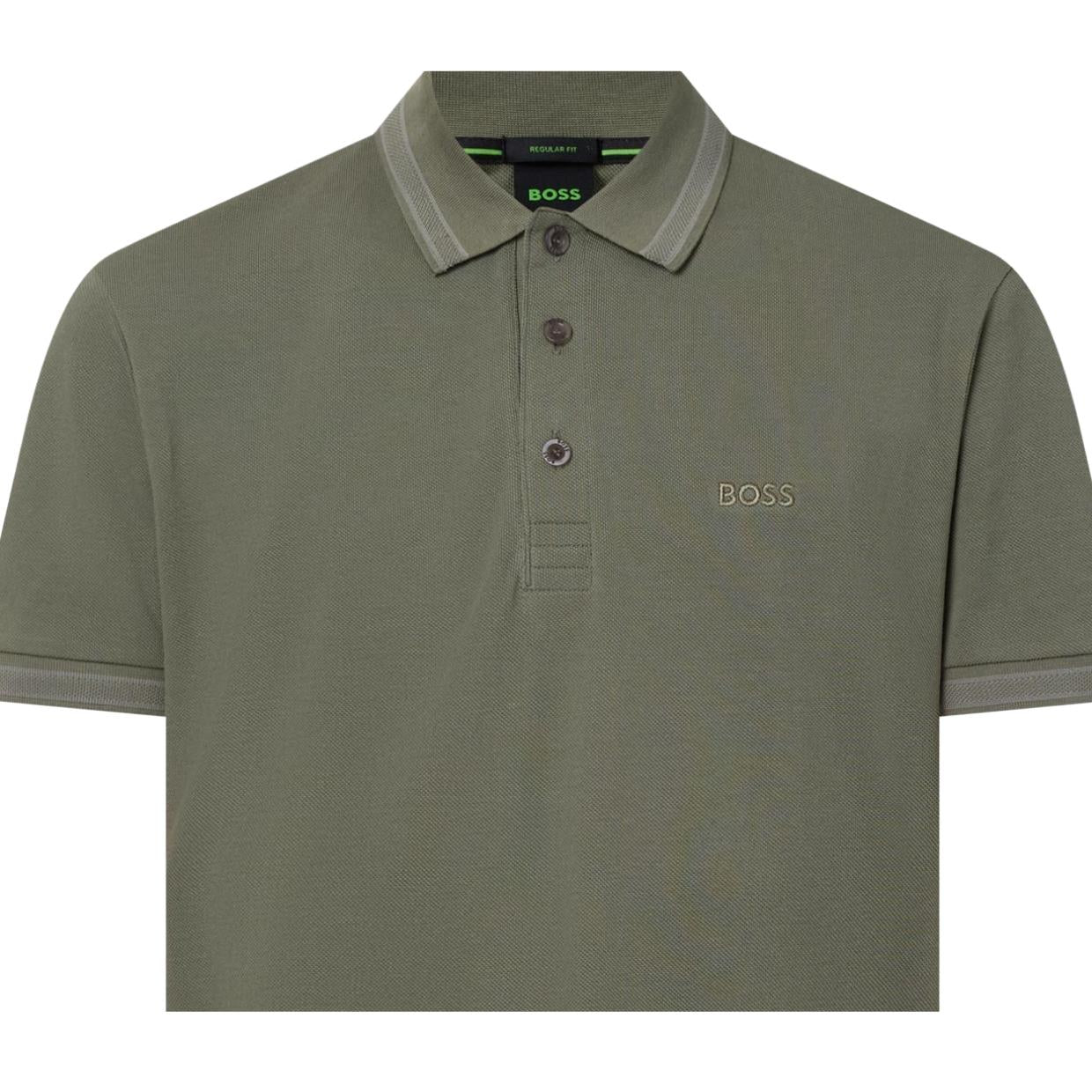 BOSS Paddy Embroidered Logo Green Polo Shirt
