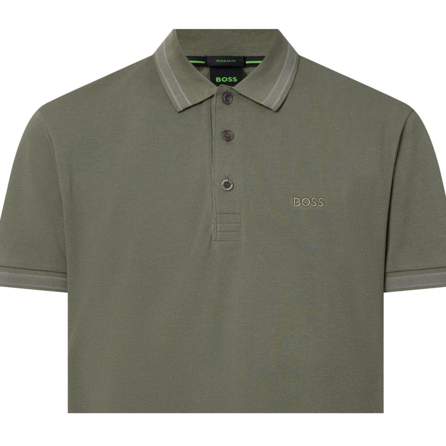 BOSS Paddy Embroidered Logo Green Polo Shirt