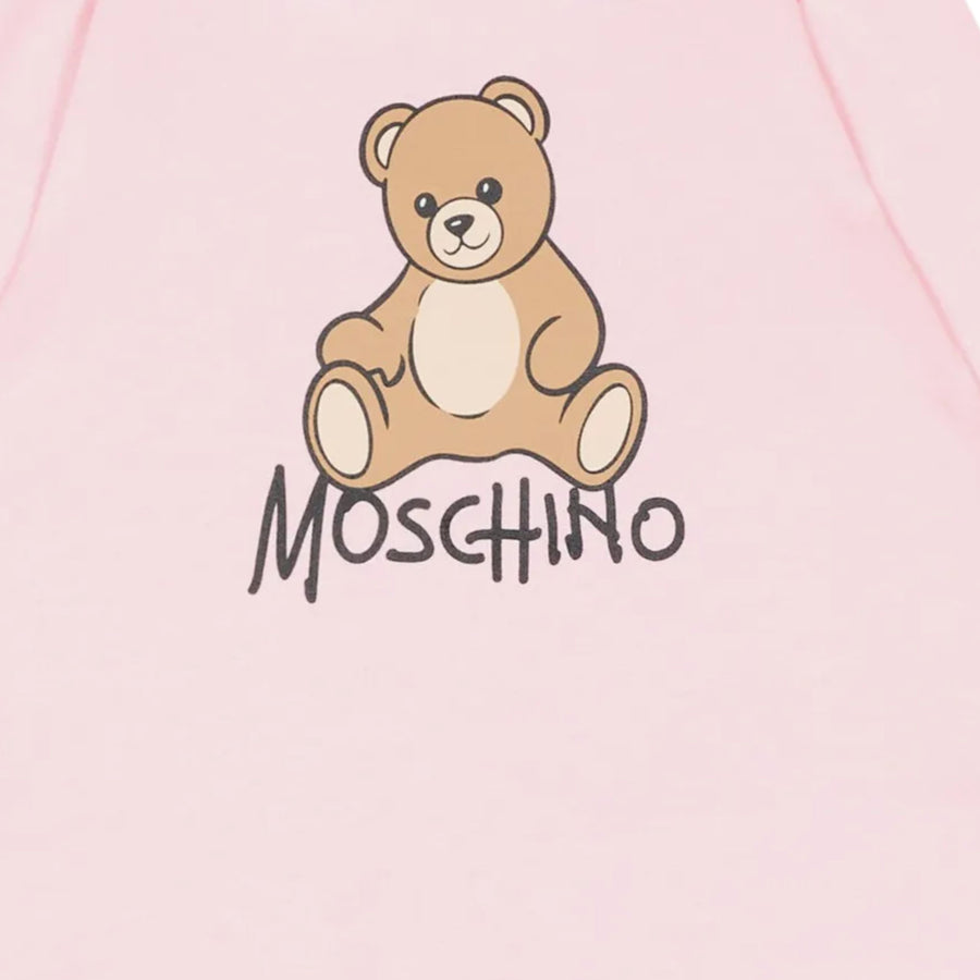 Moschino Baby Teddy Bear Pink Cotton Babygrow