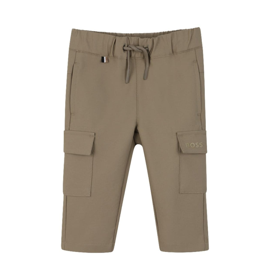 BOSS Baby Print Logo Dark Stone Cargo Trousers