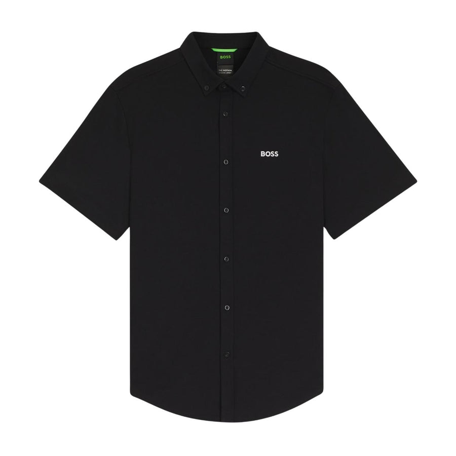 BOSS Motion Regular Fit Cotton Jersey Light Black Short Sleeve Shirt