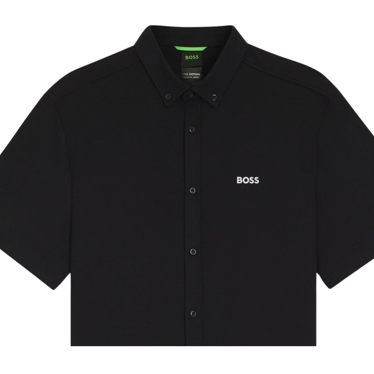 BOSS Motion Regular Fit Cotton Jersey Light Black Short Sleeve Shirt
