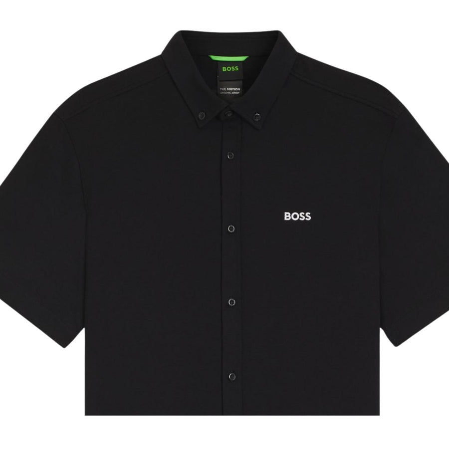 BOSS Motion Regular Fit Cotton Jersey Light Black Short Sleeve Shirt