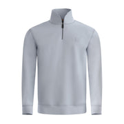 BOSS Zetrust Logo Patch Light Grey Zip Neck Sweatshirt