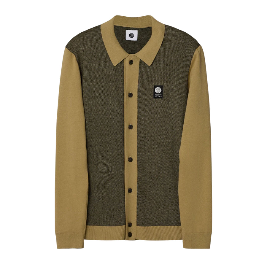 Pretty Green Roxy Long Sleeve Camel Knit Shirt