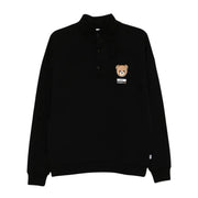 Moschino Underwear Teddy Bear Motif Logo Black Half Button Sweatshirt