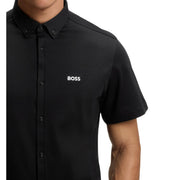 BOSS Motion Regular Fit Cotton Jersey Light Black Short Sleeve Shirt