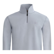 BOSS Zetrust Logo Patch Light Grey Zip Neck Sweatshirt