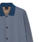 Paul Smith Regular Fit Cotton Blend Jacquard Blue Cardigan