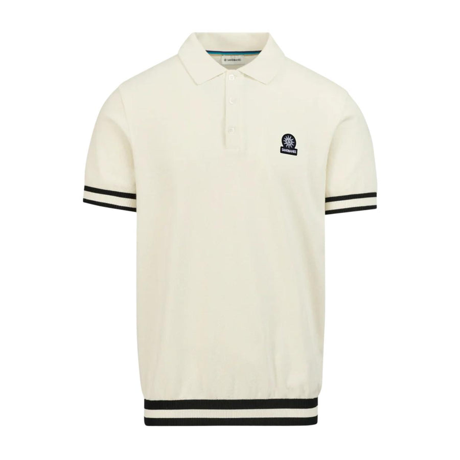 Sandbanks Stripe Hem Ecru Polo Shirt
