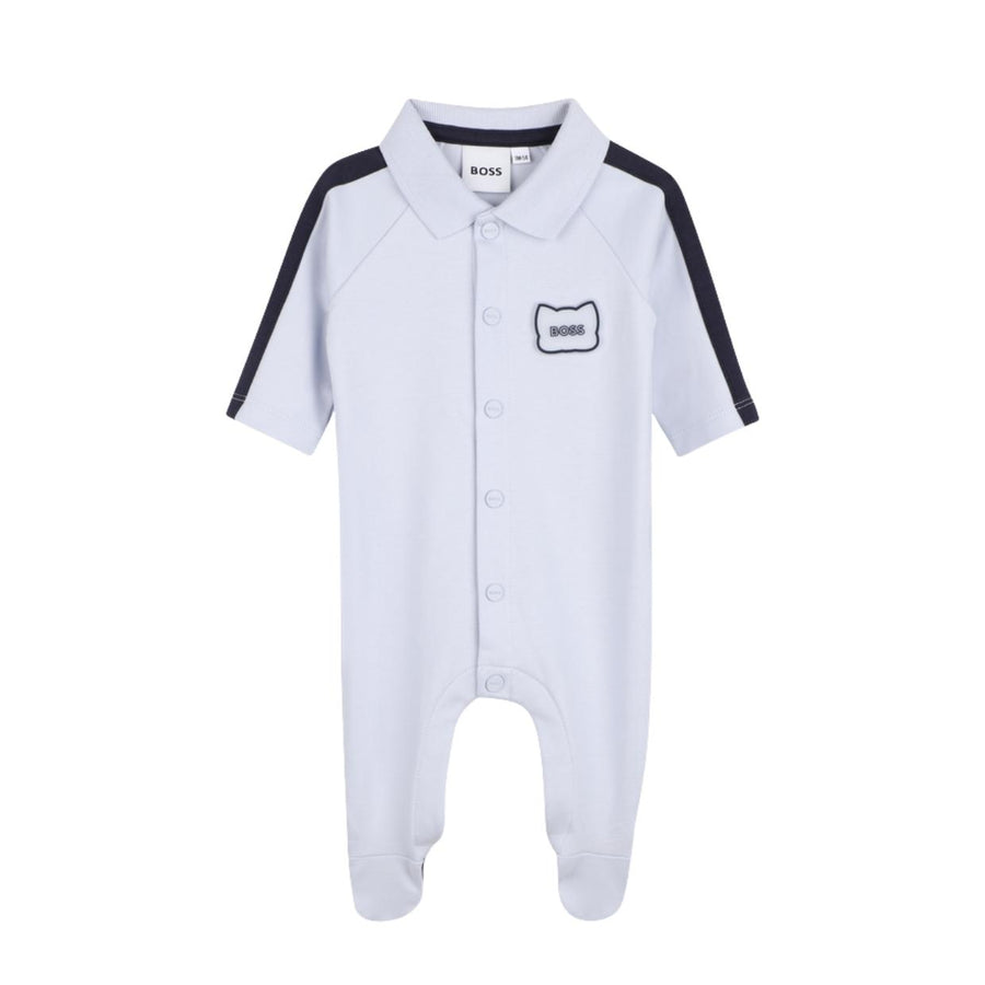 BOSS Baby Rubber Patch Logo Pale Blue Babygrow
