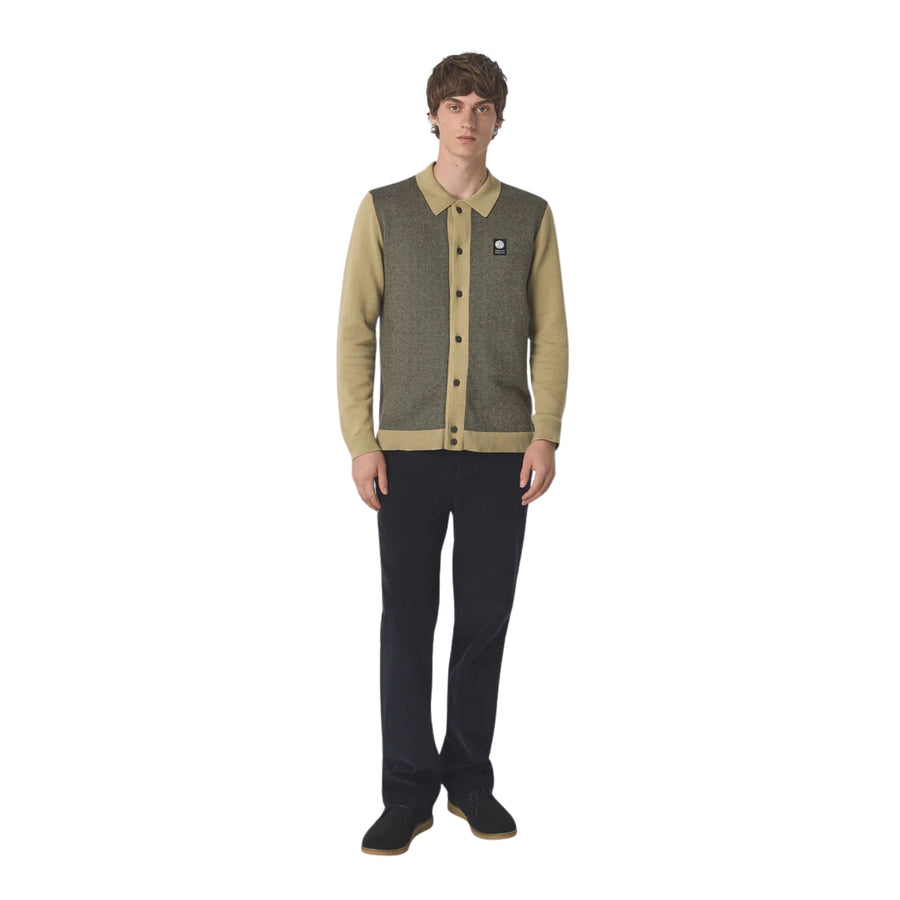 Pretty Green Roxy Long Sleeve Camel Knit Shirt