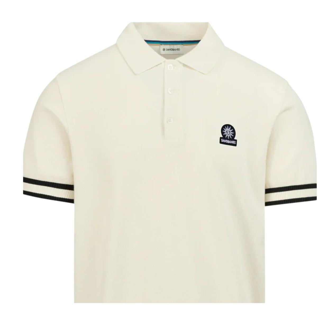 Sandbanks Stripe Hem Ecru Polo Shirt