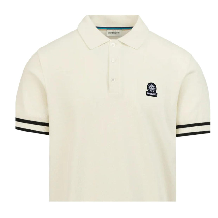 Sandbanks Stripe Hem Ecru Polo Shirt