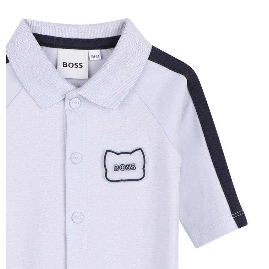 BOSS Baby Rubber Patch Logo Pale Blue Babygrow
