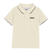 BOSS Baby Print Logo Sand Cotton Pique Polo Shirt