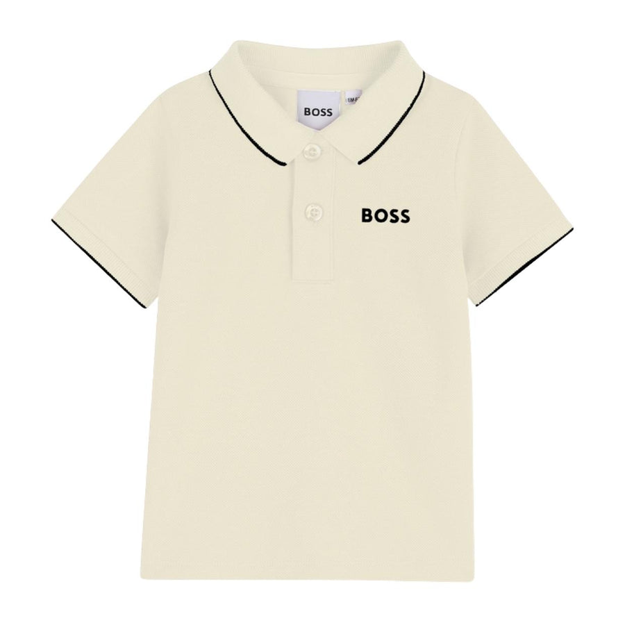 BOSS Baby Print Logo Sand Cotton Pique Polo Shirt