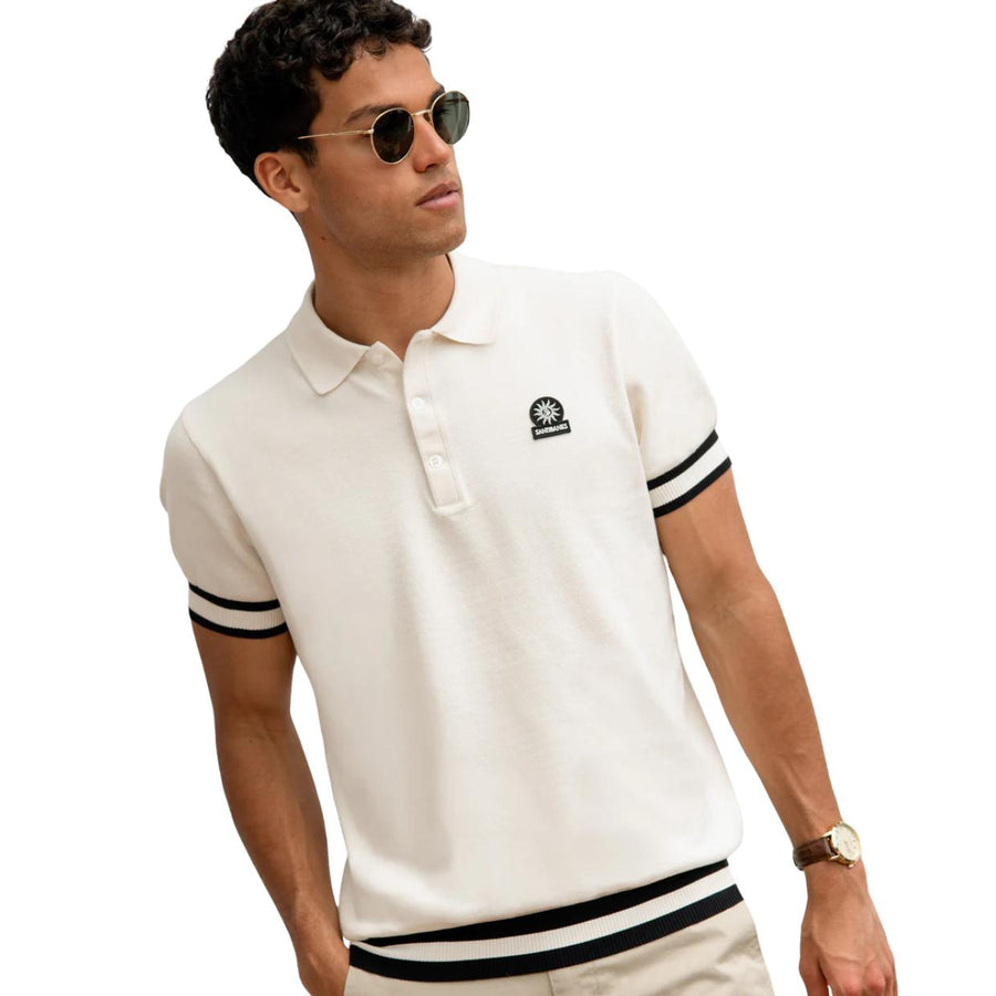 Sandbanks Stripe Hem Ecru Polo Shirt