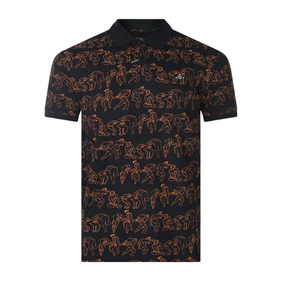 Vivienne Westwood All-Over Graphic Black/Orange Classic Polo Shirt