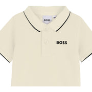 BOSS Baby Print Logo Sand Cotton Pique Polo Shirt