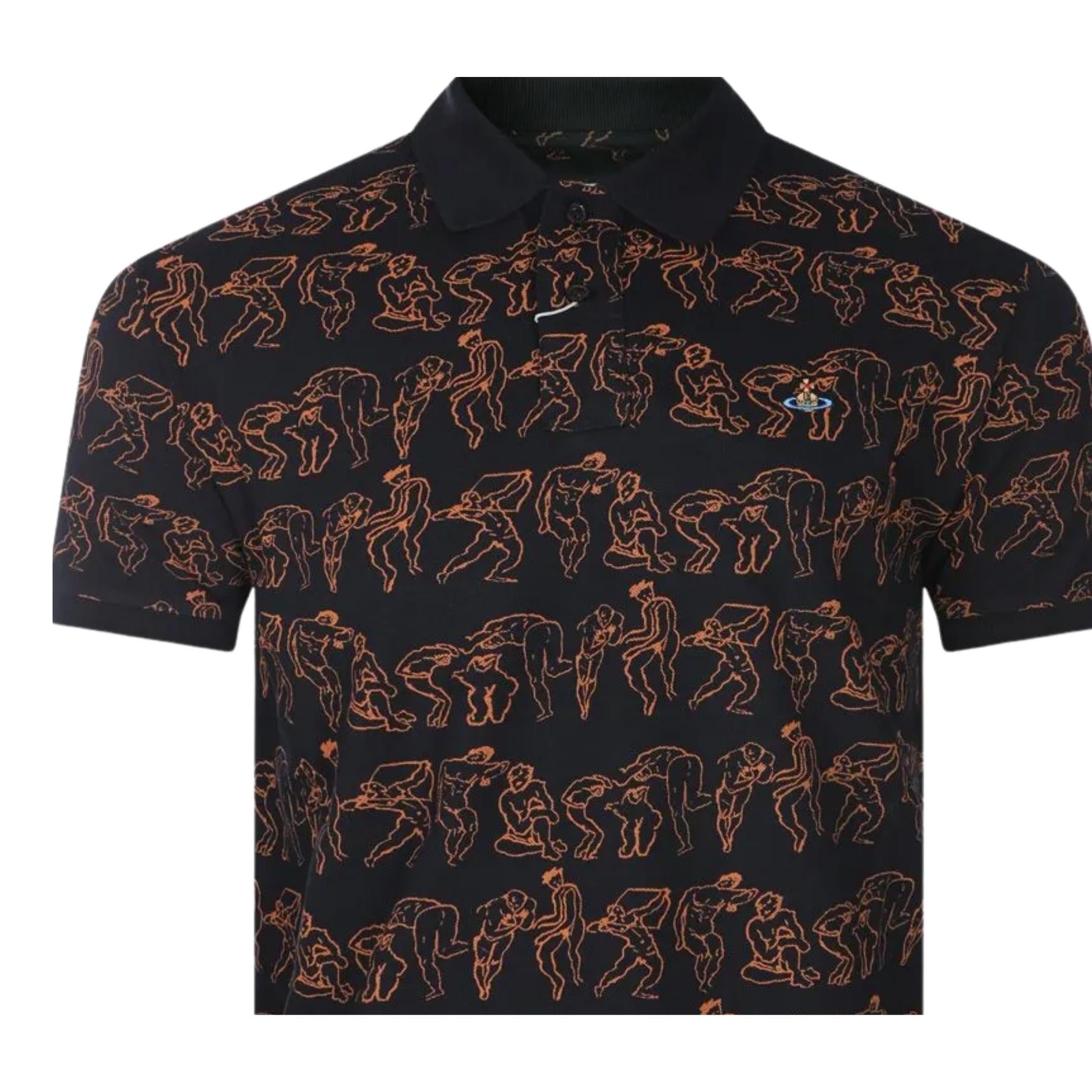 Vivienne Westwood All-Over Graphic Black/Orange Classic Polo Shirt