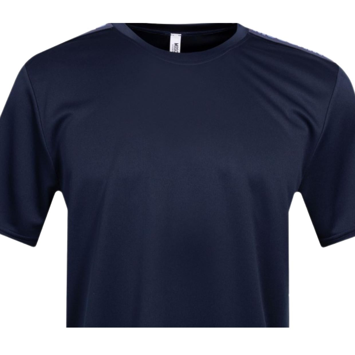 Moschino Underwear Rubberised Tape Logo Navy T-Shirt