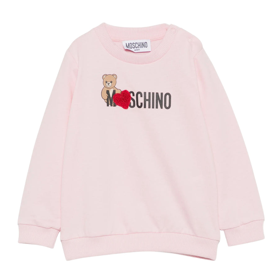 Moschino Baby Heart Patch Logo Pink Sweatshirt