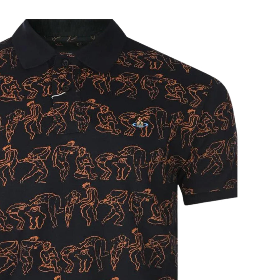 Vivienne Westwood All-Over Graphic Black/Orange Classic Polo Shirt