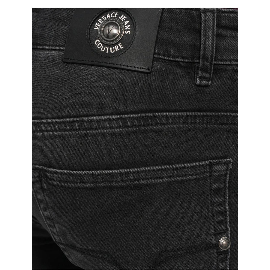 Versace Jeans Couture Narrow Fit Dundee Emblem Logo Dark Grey Denim Jeans