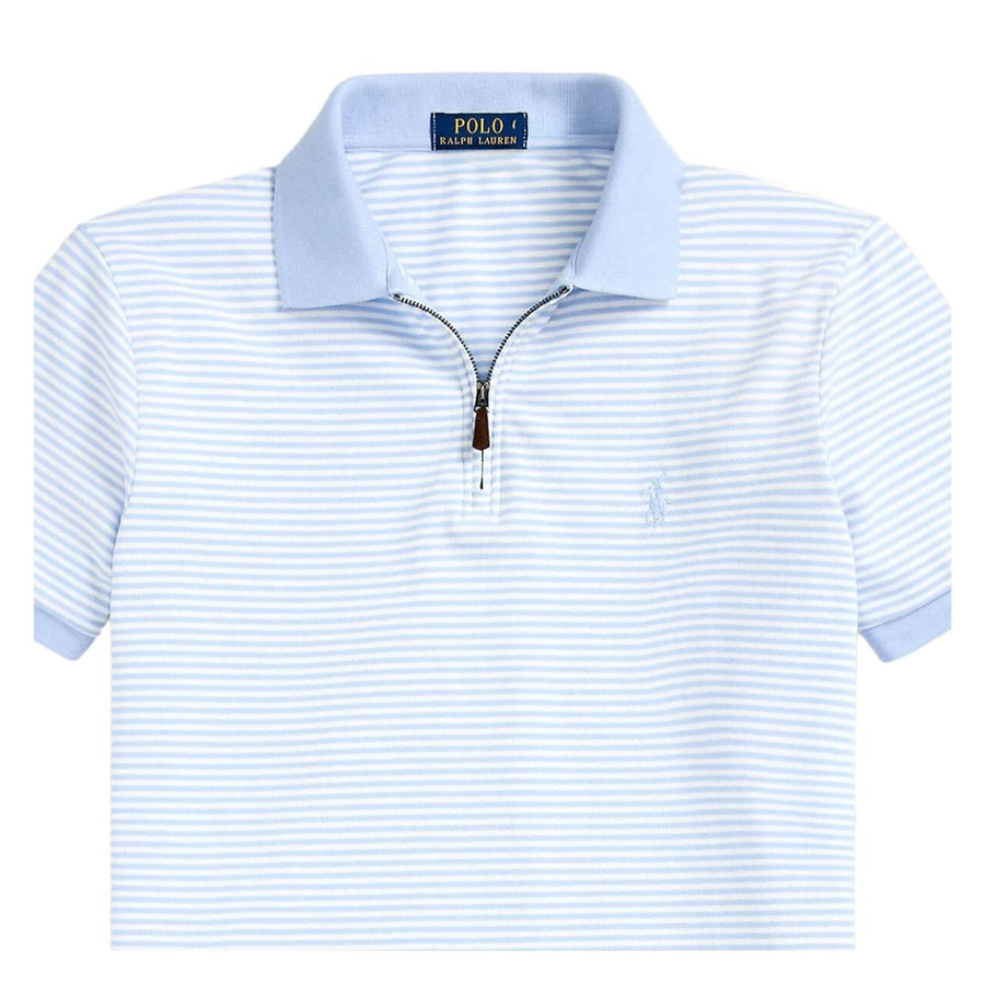 Polo Ralph Lauren Striped Half Zip Blue Polo Shirt