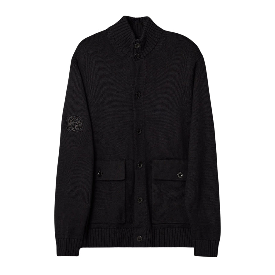 Pretty Green Temperance Funnel Neck Black Knit Sweater