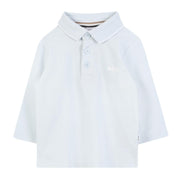 BOSS Baby Cotton Pique Long Sleeve Pale Blue Polo Shirt