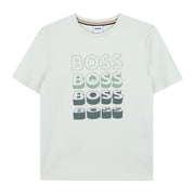 BOSS Kids Contrast Repeat Logo Sprout Green T-Shirt