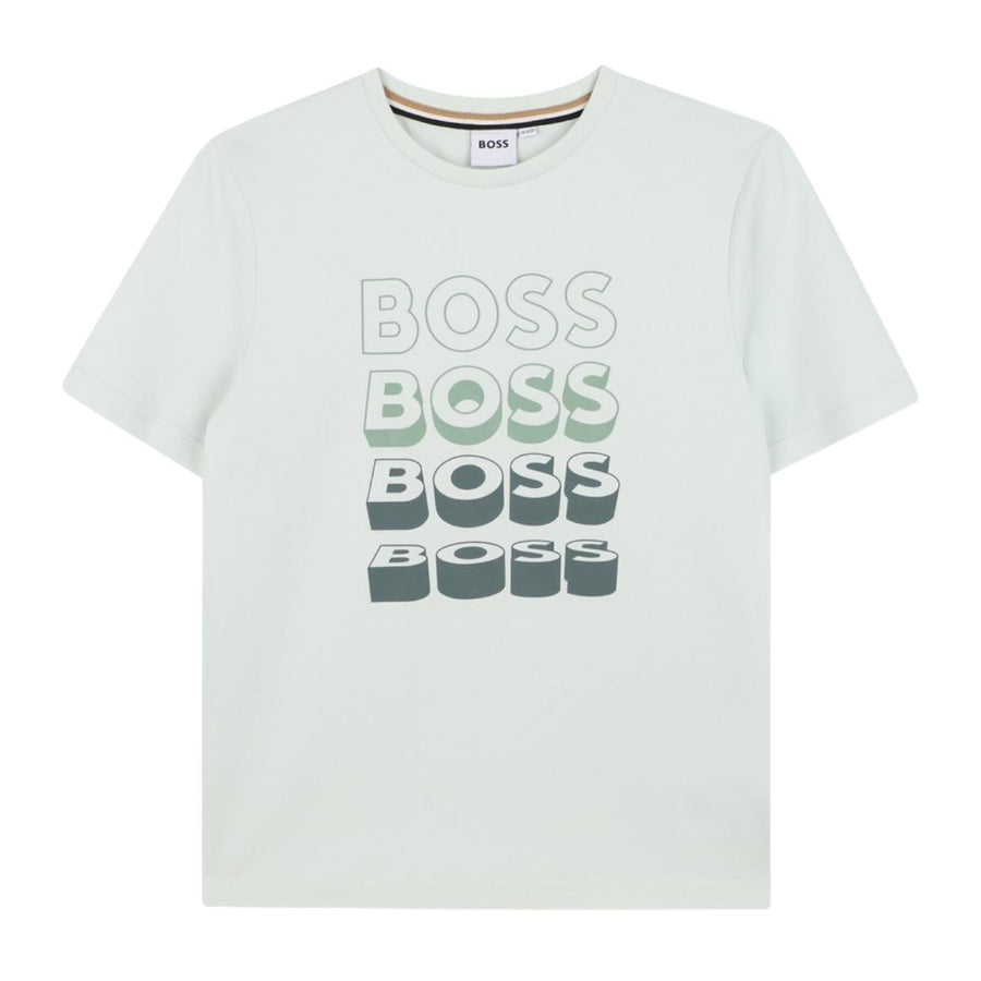 BOSS Kids Contrast Repeat Logo Sprout Green T-Shirt