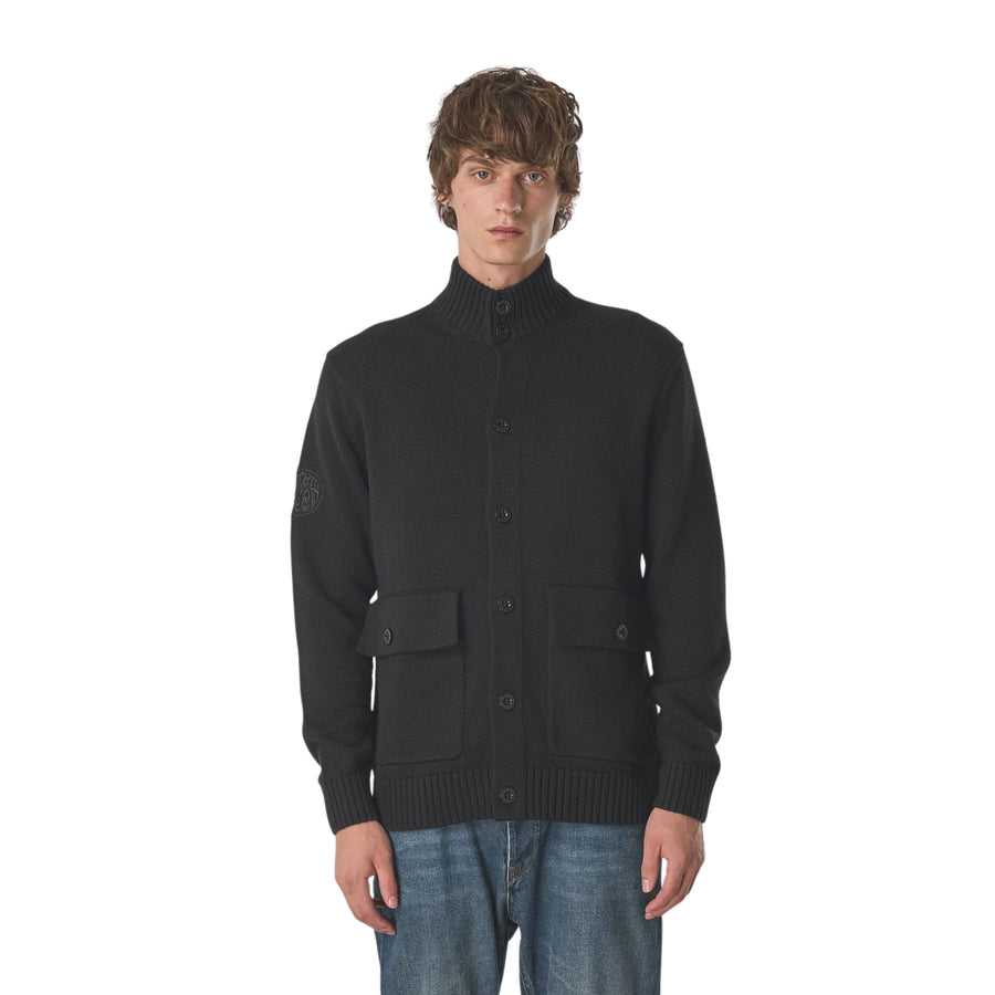 Pretty Green Temperance Funnel Neck Black Knit Sweater