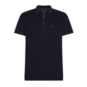 Tommy Hilfiger Mercerised Pique Navy Zip Polo Shirt