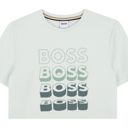 BOSS Kids Contrast Repeat Logo Sprout Green T-Shirt