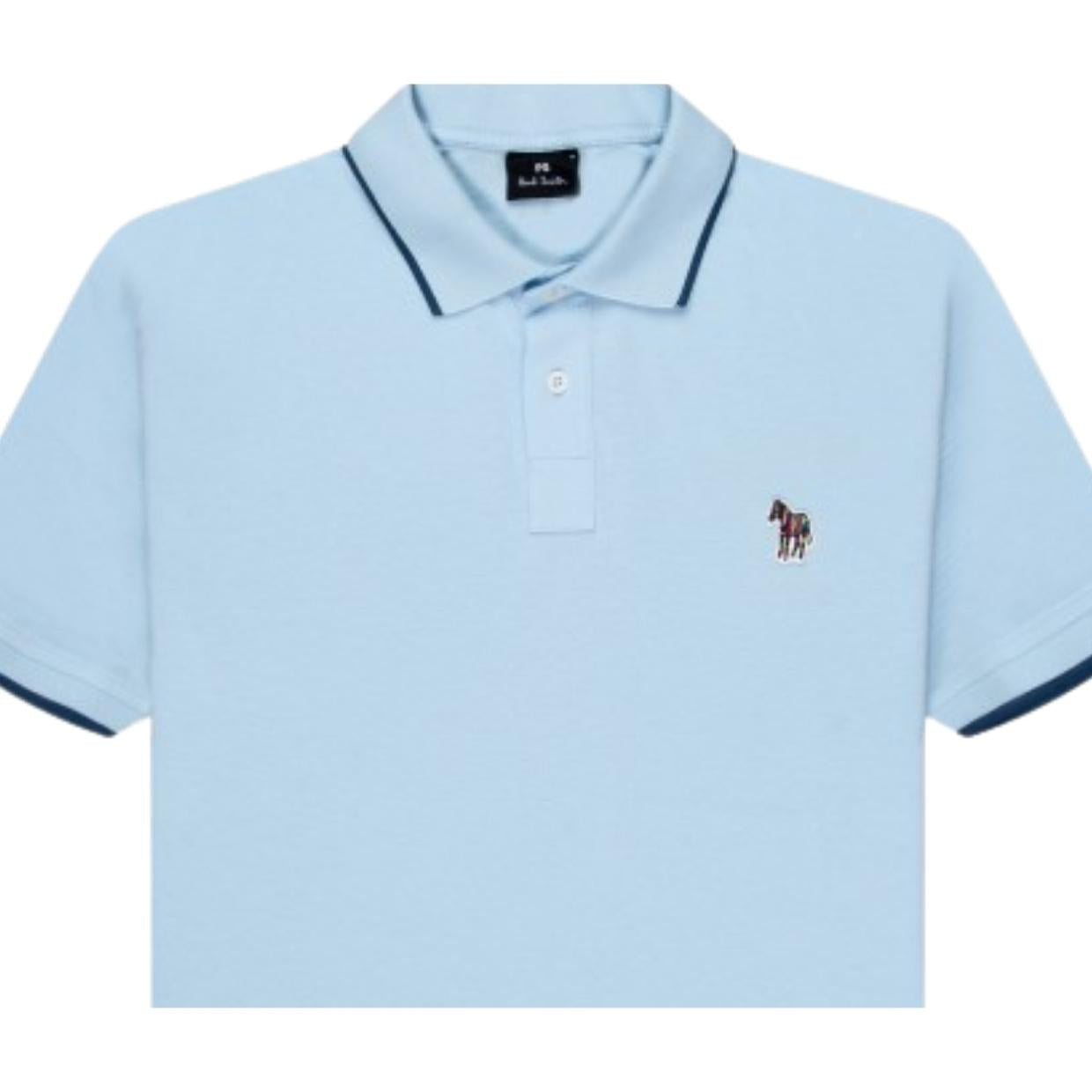 Paul Smith Zebra Logo Patch Light Blue Polo Shirt