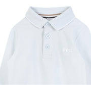 BOSS Baby Cotton Pique Long Sleeve Pale Blue Polo Shirt